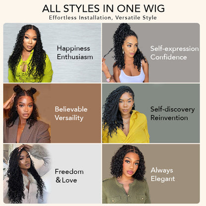 Knotless Boho Braided Wigs Glueless Pre-Cut 13x6 Frontal HD Lace Curly Human Hair Braided Wigs For Women