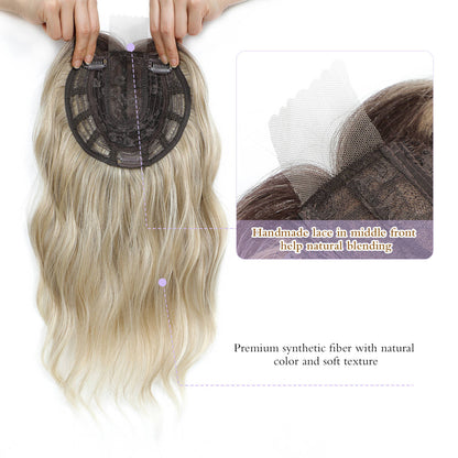 16" Wavy Curly Synthetic Hair Topper with 6.5x6.5inch Base