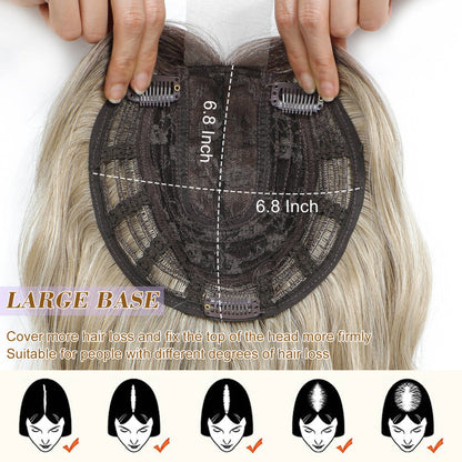 16" Wavy Curly Synthetic Hair Topper with 6.5x6.5inch Base