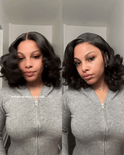 6x5 invisible knots Glueless Loose Wave Bob Wig Pre-cut Lace Natural Black Beginner Friendly