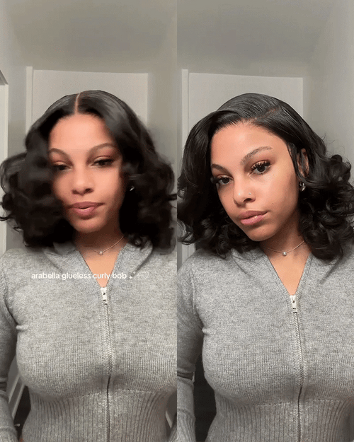 6x5 invisible knots Glueless Loose Wave Bob Wig Pre-cut Lace Natural Black Beginner Friendly