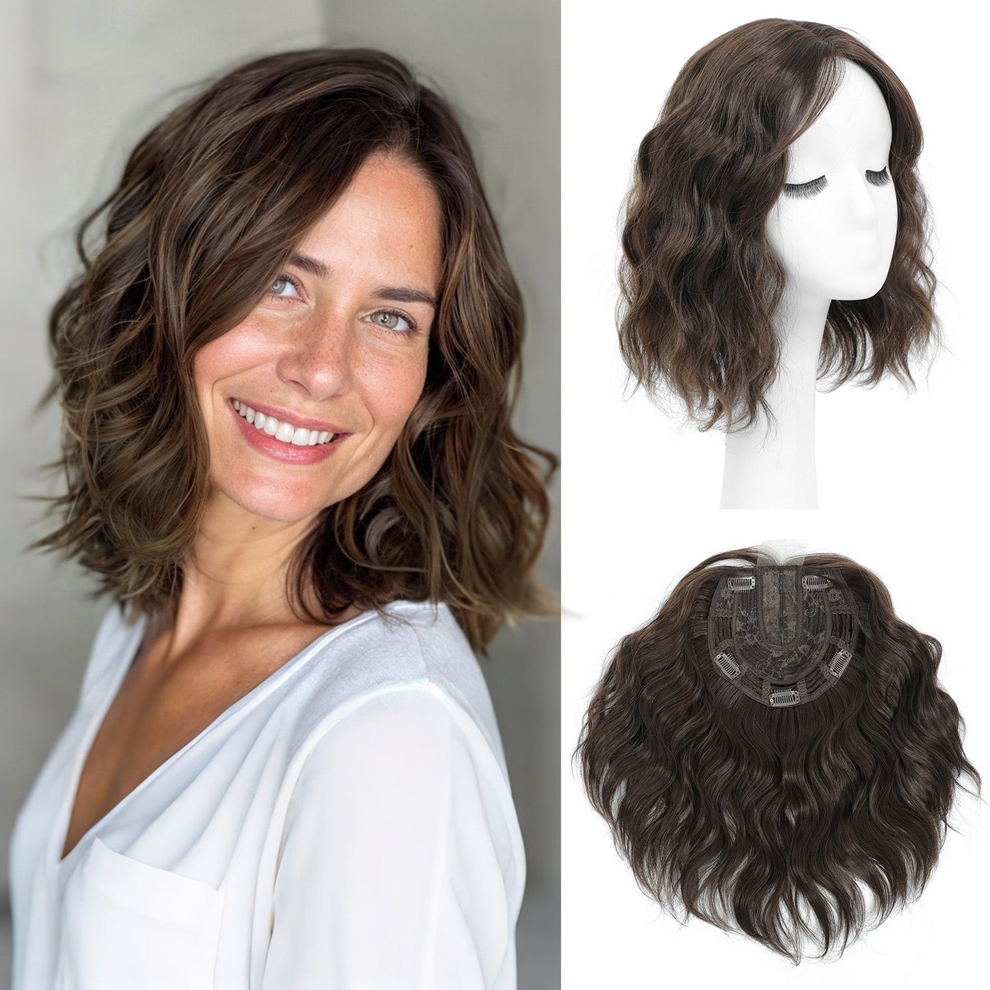 11"Short Wavy Hair Topper for Women with Thinning Hair-Cris