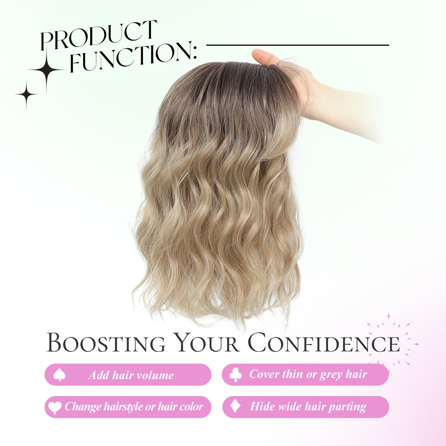 11"Short Wavy Hair Topper for Women with Thinning Hair-Cris