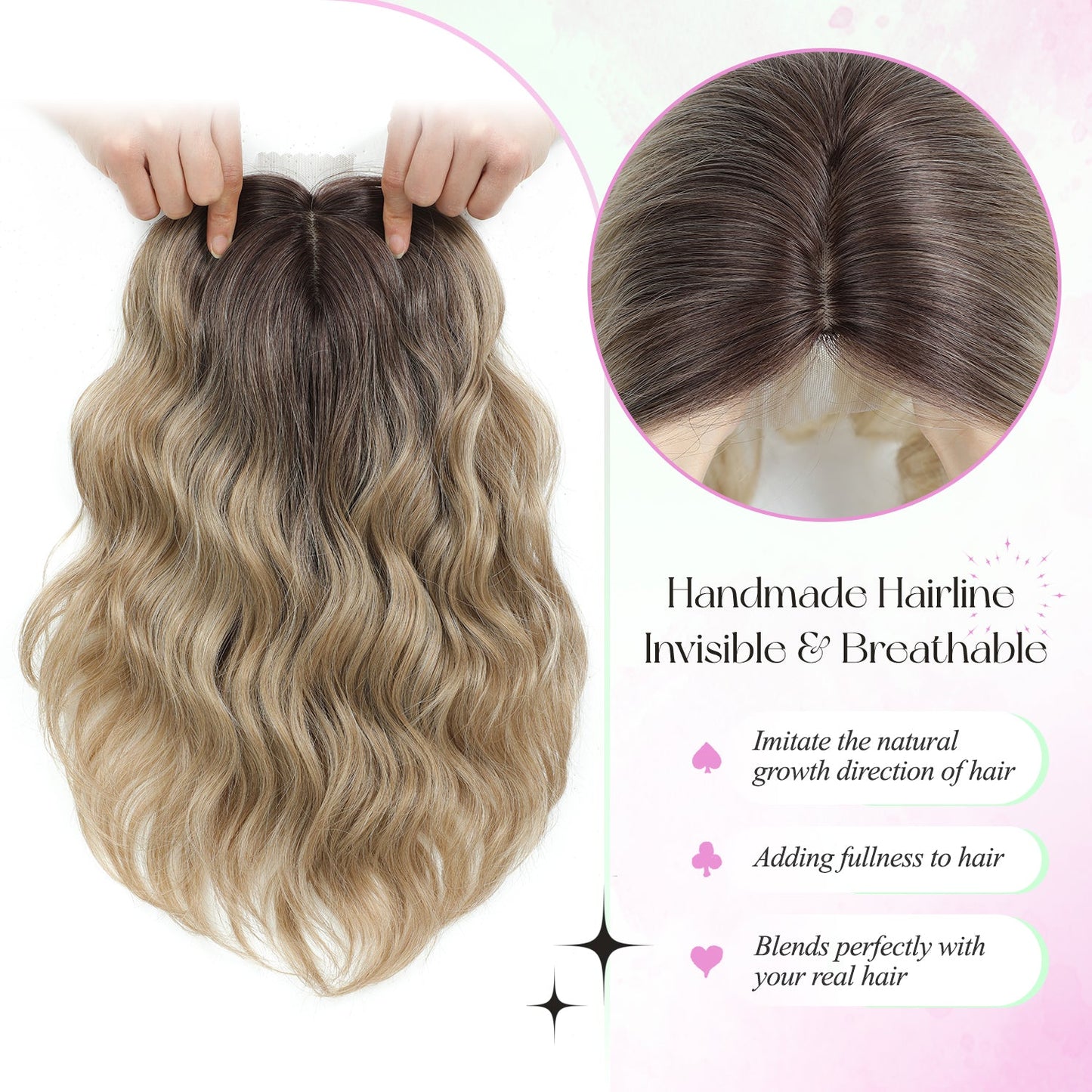 11"Short Wavy Hair Topper for Women with Thinning Hair-Cris