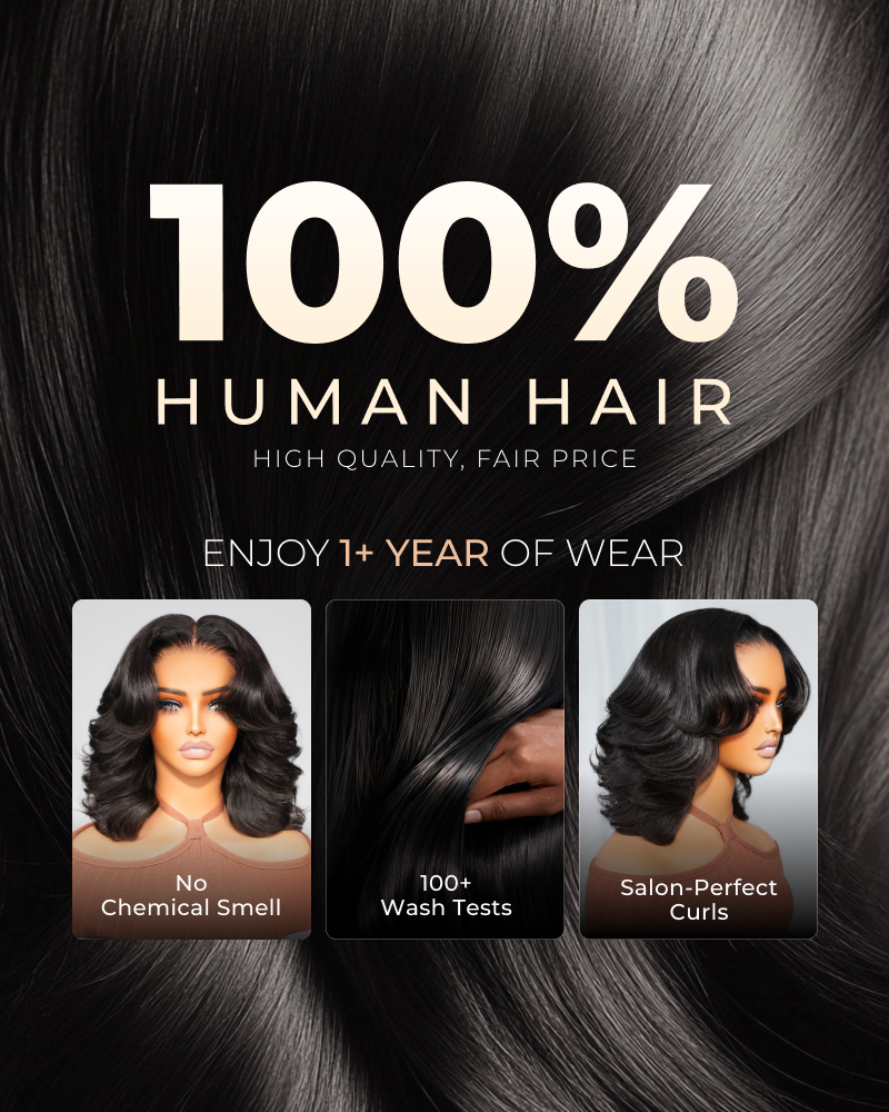 6x5 invisible knots Glueless Loose Wave Bob Wig Pre-cut Lace Natural Black Beginner Friendly