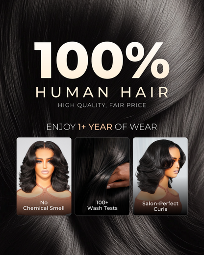 6x5 invisible knots Glueless Loose Wave Bob Wig Pre-cut Lace Natural Black Beginner Friendly