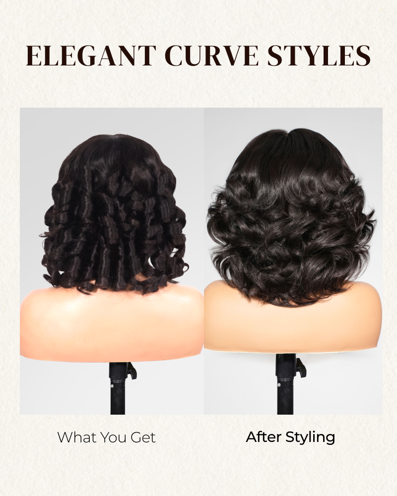 6x5 invisible knots Glueless Loose Wave Bob Wig Pre-cut Lace Natural Black Beginner Friendly