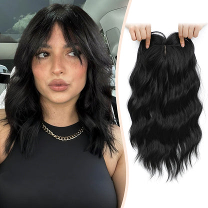 14inch Short Wavy Hair Topper with 5 Clips for Wearing Stable-Bella
